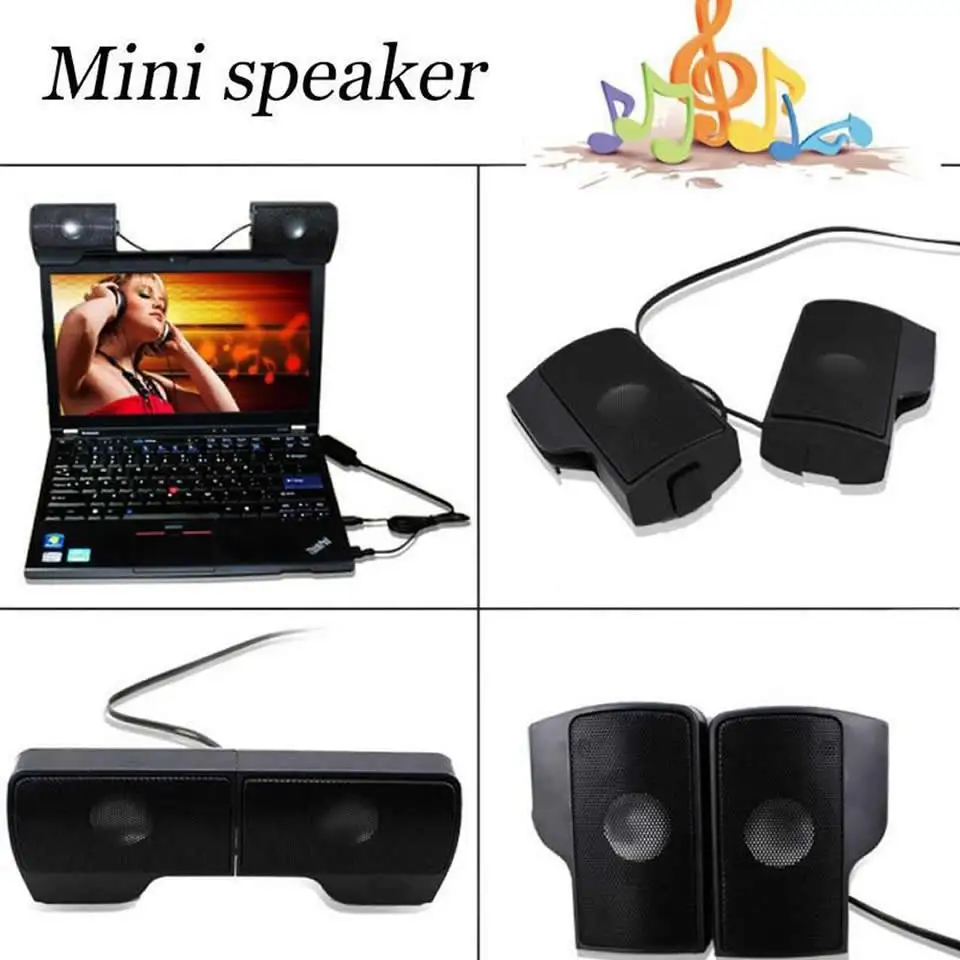 HKXA 1 Pair Mini Portable Clipon USB Stereo Speakers Line Controller Soundbar for Laptop Mp3 Phone Music Player PC with Clip images - 6