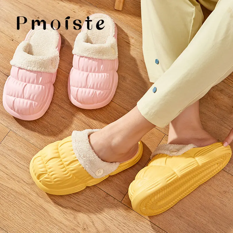 Furry Winter Home Slippers Washable Female Indoor Slippers Warm Plush Fashion Platform Shoes with Fur Women House Slipper Unisex