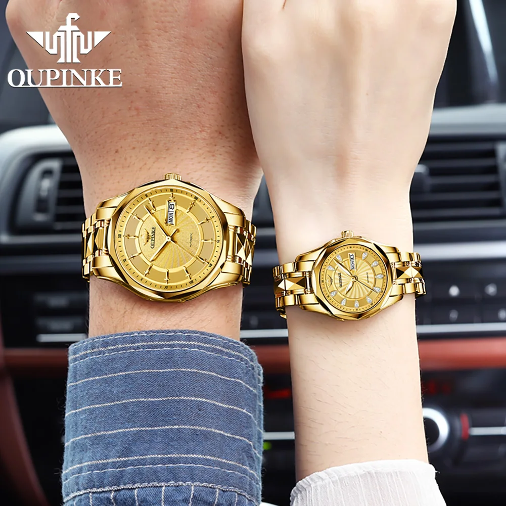 OUPINKE Couple Watch His & Hers Watch Pair Matching Bracelet Wristwatch Valentine's Gifts automatic mechanical watches