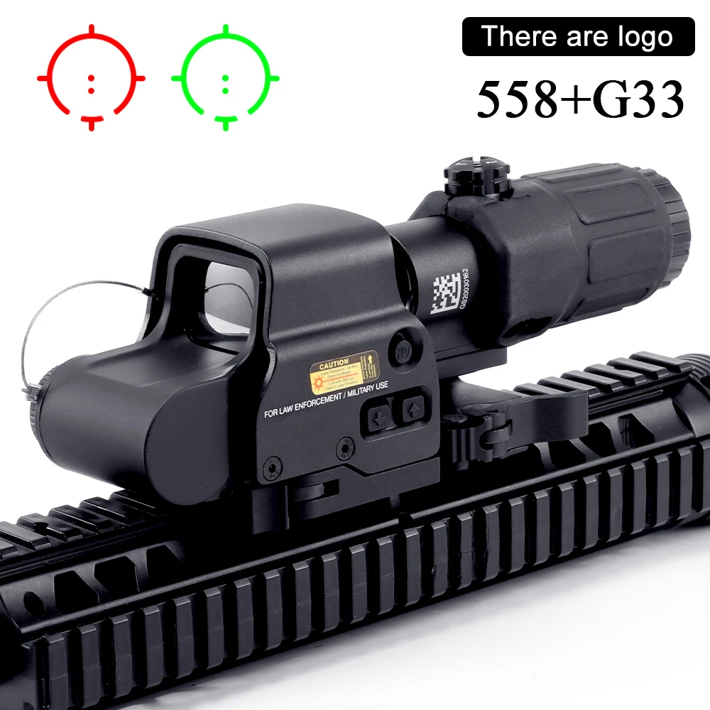 

Tactical 558 G33 Holographic Red Green Dot Sight Scope Hunting Outdoor Rifle Scope 3x Magnifier For 20mm Rail Mounts Riflescope