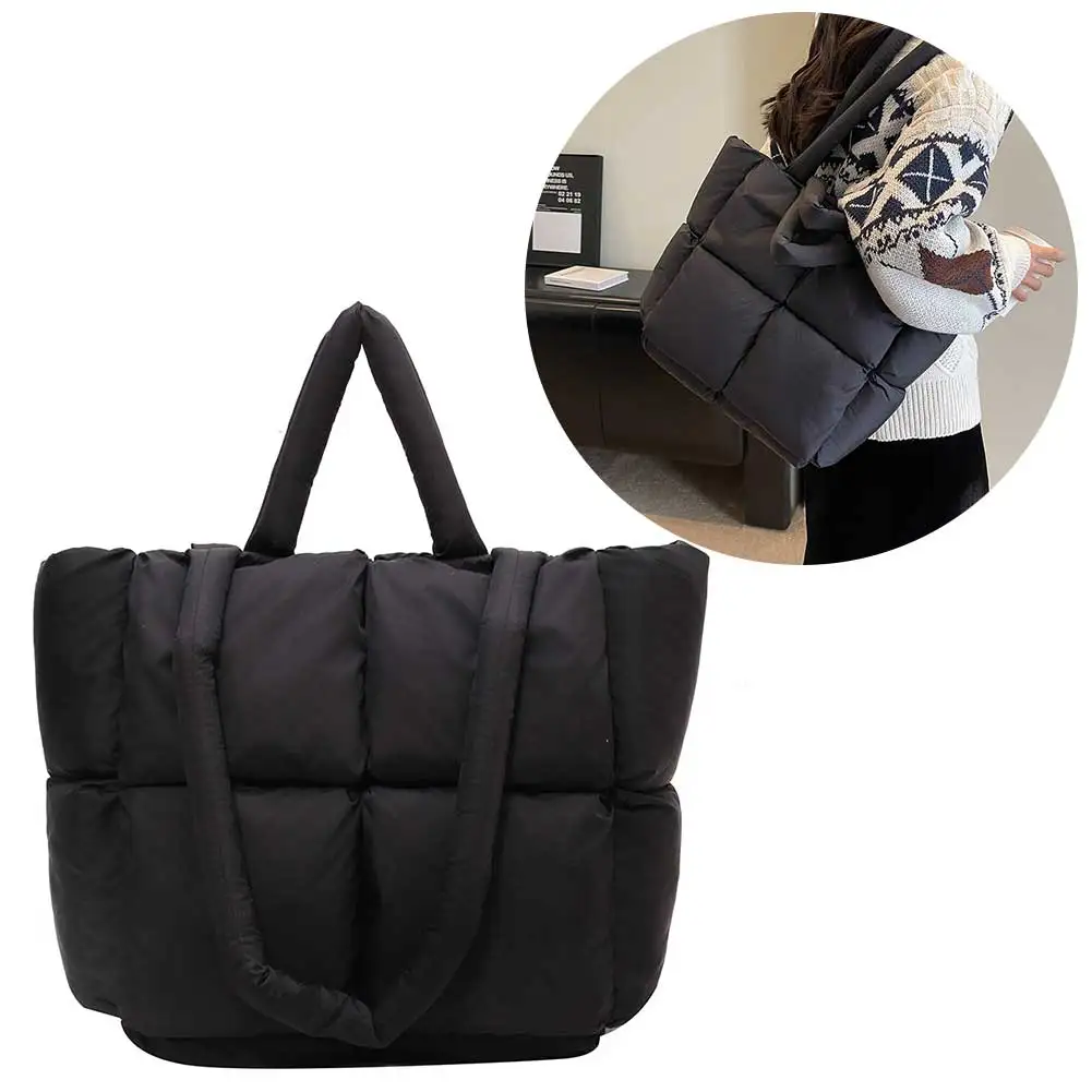 Женская Стеганая Сумка-тоут легкий мягкий саквояж на плечо Универсальная мягкая