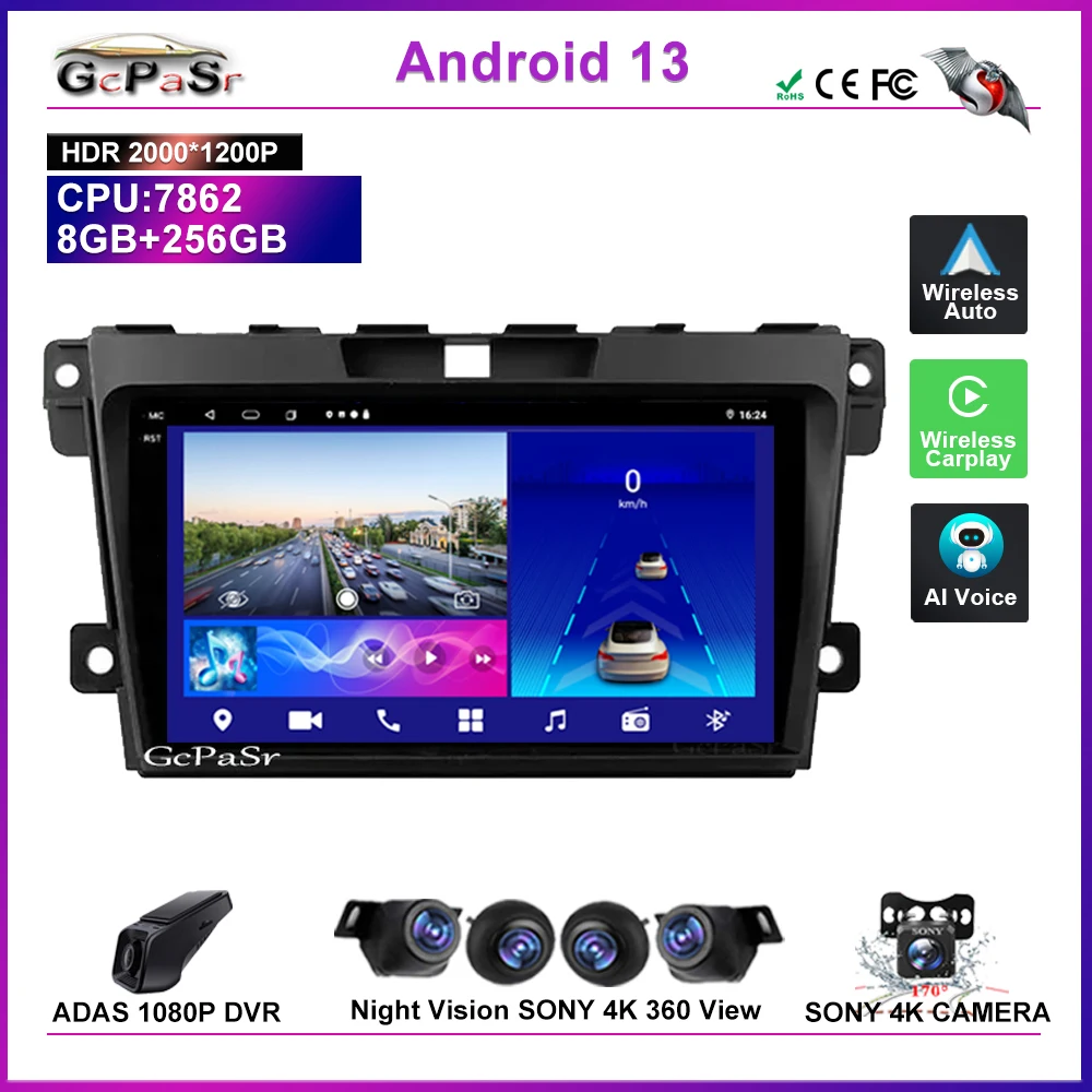 

Автомагнитола Android 13, мультимедийный видеоплеер для Mazda CX7 CX-7 CX 7 ER 2009-2012, навигация без 2din, DVD, Wi-Fi, BT 7862 экран