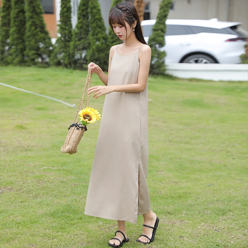 Купи Womens Long Dress Casual Split Sling Dress Fashion V-Neck Loose Maxi Dresses for Women за 1,082 рублей в магазине AliExpress