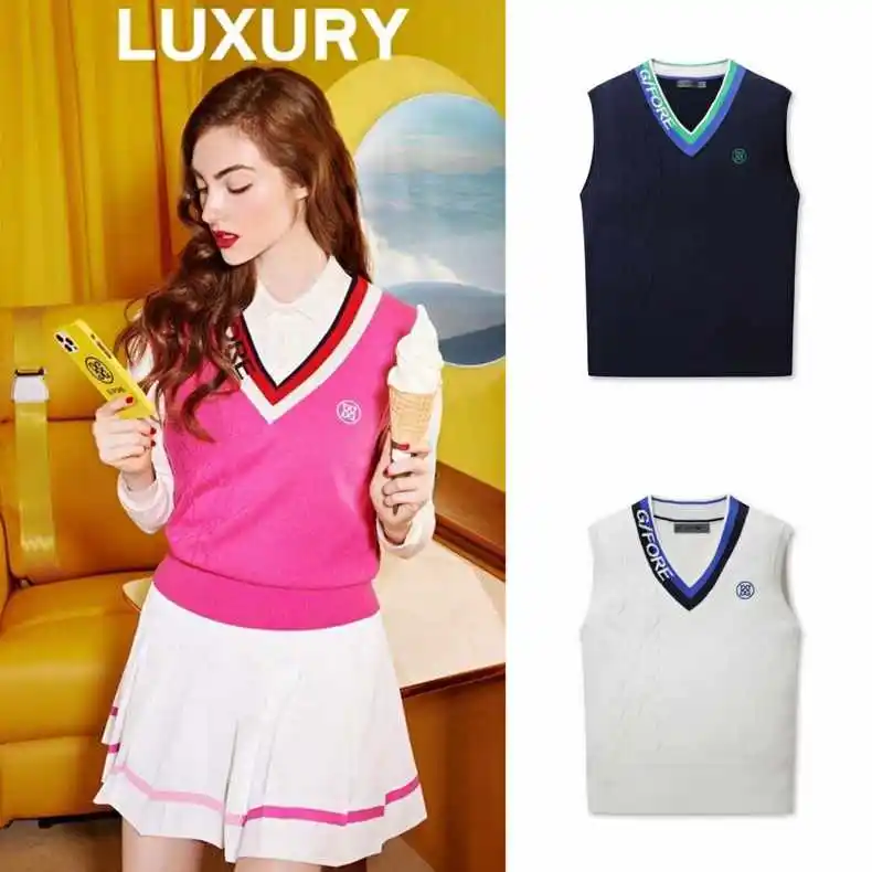 

Golf Apparel Women's Slim Vest Vest Sleeveless Knitwear Casual Warm