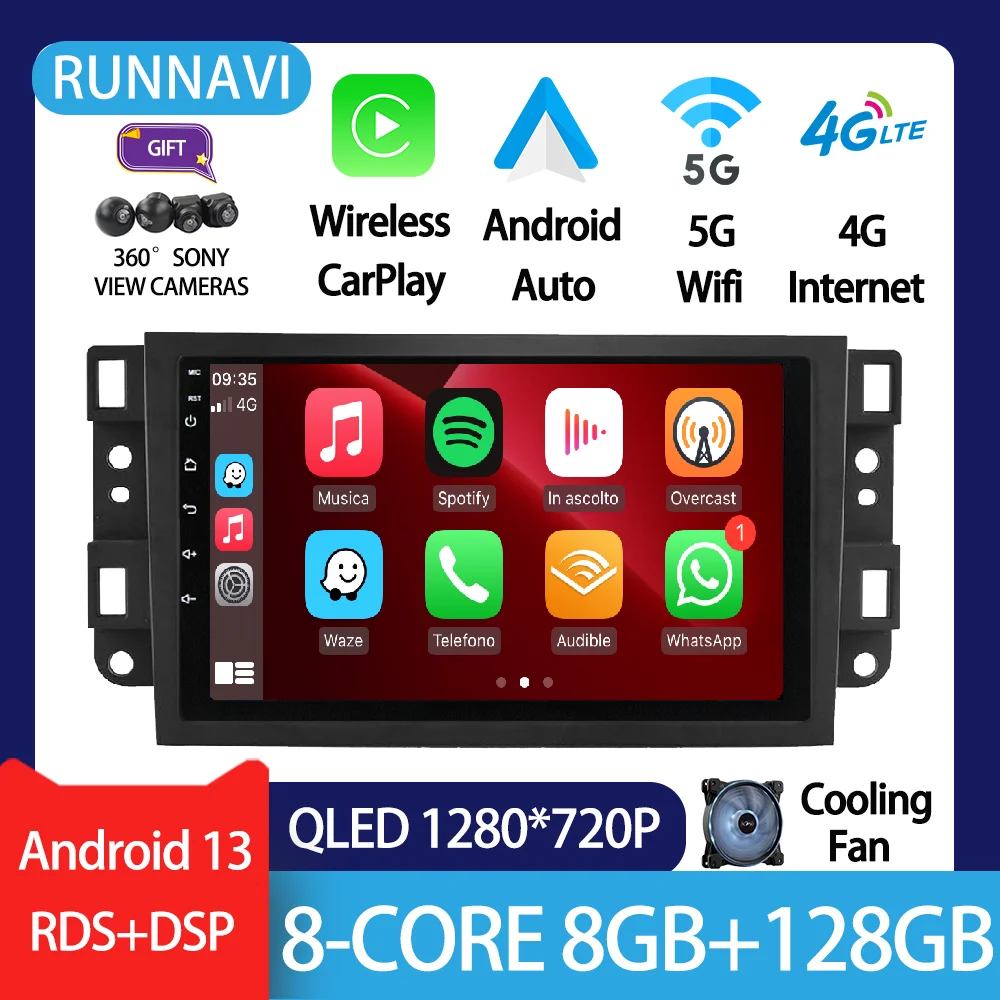 

Android 13 для Chevrolet Lova Captiva Gentra Aveo Epica 2006-2011 Автомагнитола стерео Мультимедийный видеоплеер GPS беспроводной Carplay
