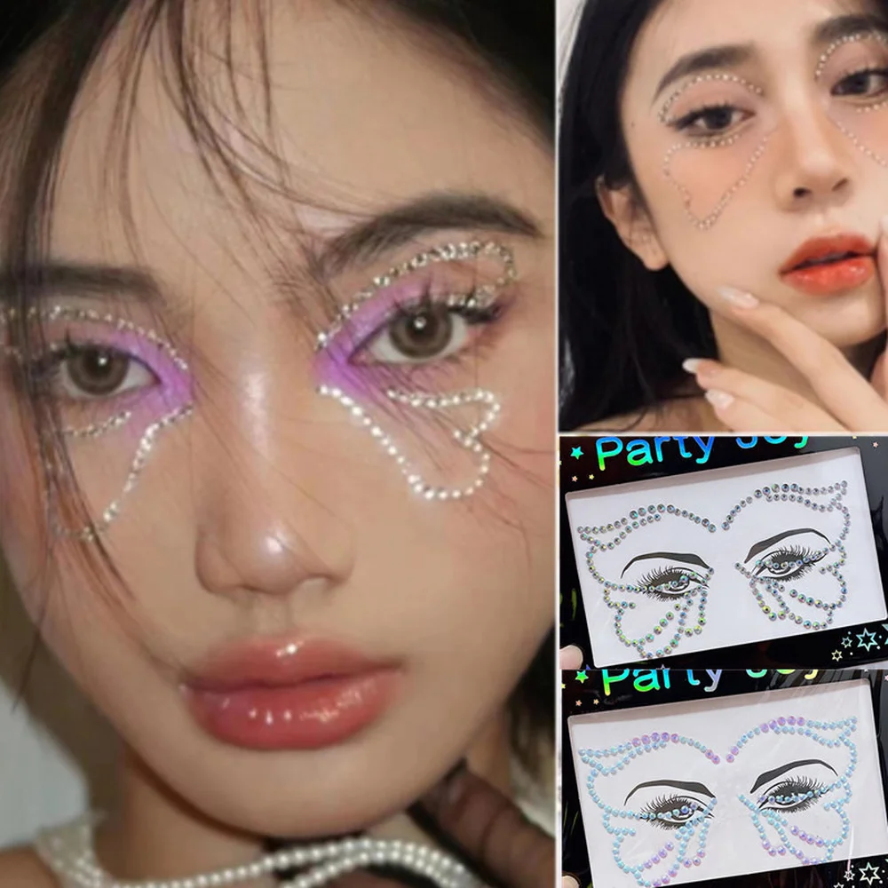 

3D Eyes Face Jewels Temporary Tattoos Self Adhesive Face Makeup Rhinestone Jewels Stickers Festival Body Art Decor Nails Diamond