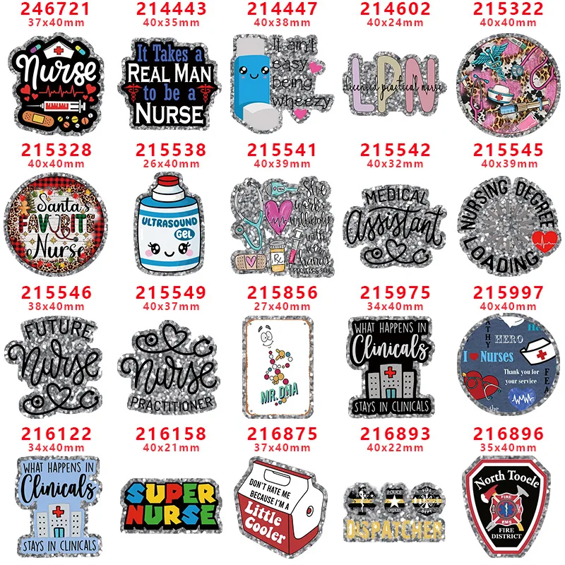 10 шт. блестящий акриловый шарм для медсестры с плоской задней частью LPN стетоскоп