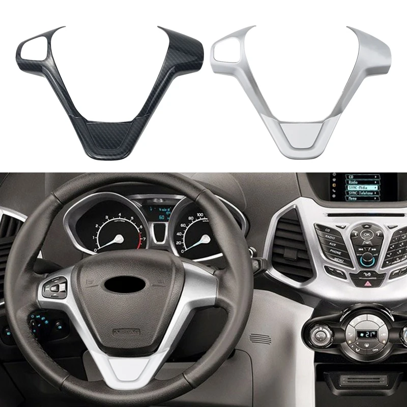 

Car Steering Wheel Covers Trim Stickers for Ford New Fiesta MK7 2009 2010-2015 2016 2017 Ecosport 2012 2013 2014 2015 2016 2017
