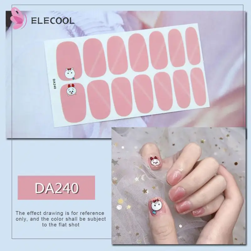 

ELECOOL Flower Pink Nail Stickers Fashion Nail Art Wraps Nail Polish Korean Ins Styles Summer DIY Adhesive Manicure Decorations