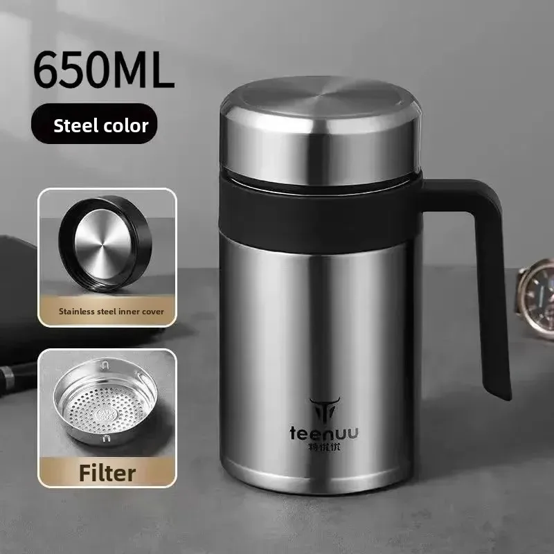 

Мужская чашка-термос из нержавеющей стали 316, большая емкость с ручкой, высококачественная портативная деловая офисная чашка