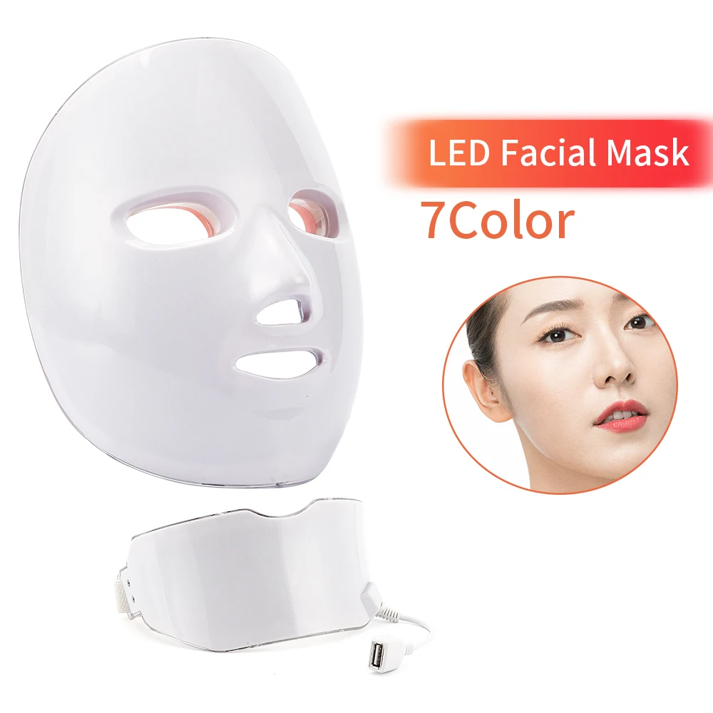 7 Colors Light LED Mask With Neck Photon Therapy Skin Rejuvenation Beauty Device Anti-Winkle Freckle Acne Removal Skin Care Tool