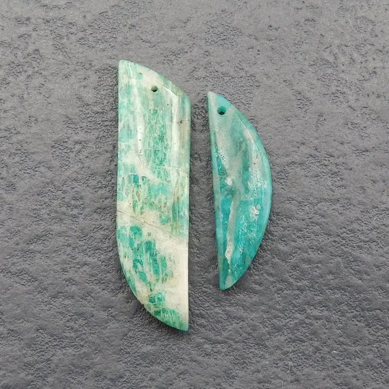 

2Pcs Natural Stone Amazonite Gemstone Handmade Pendant Beads 44x12x5mm 32x9x3mm 11g