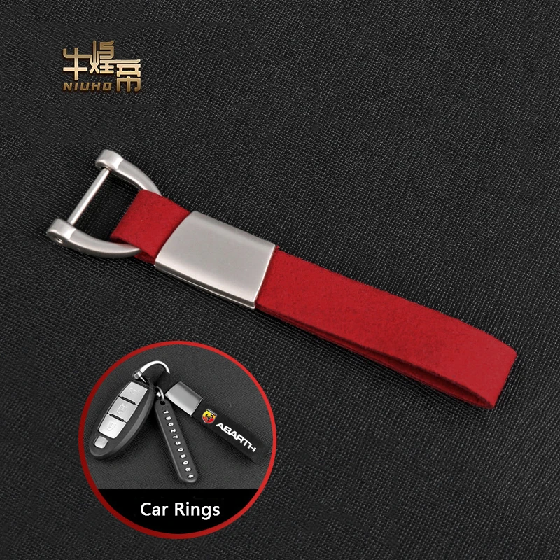 

Suede Car Keychain For Fiat Abarth Alfa Romeo Jeep Dodge Opel Saab Chrysler Skoda Key Ring Metal Anti-loss Protector Accessories