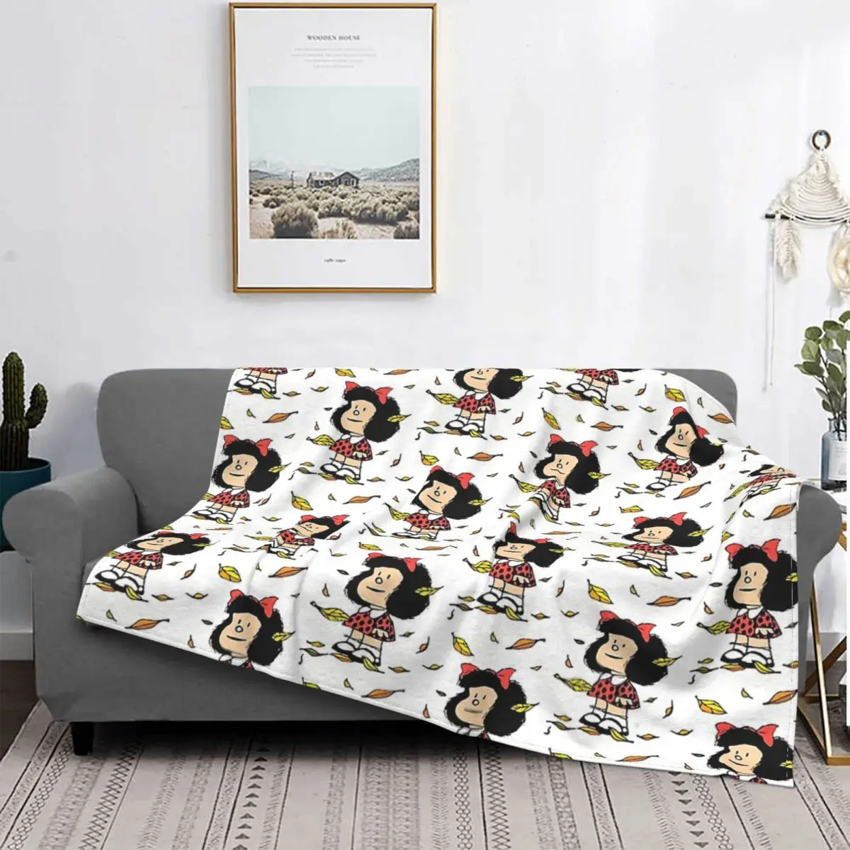 

Mafalda Miguelito Comic Blanket Flannel Spring Autumn Autumn Leaves Quino Argentino Warm Throws For Winter Bedding