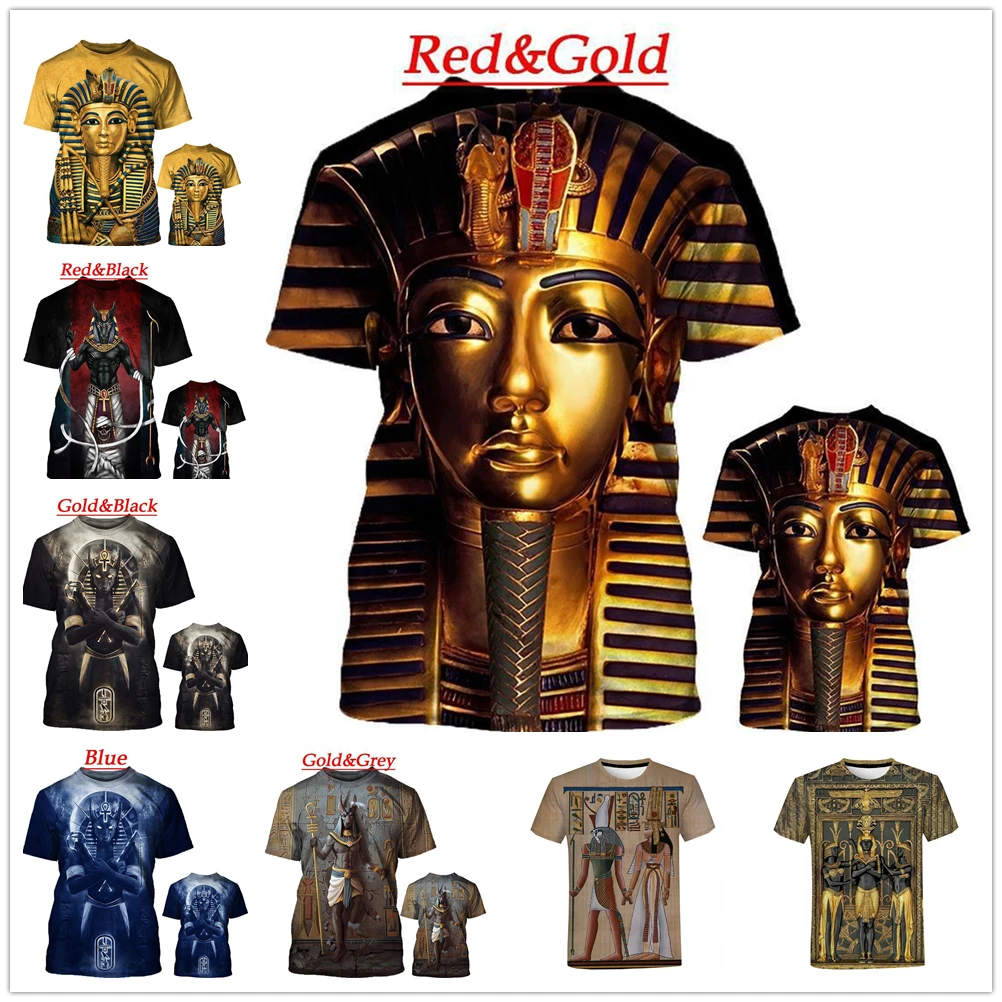 

Summer Creative Casual T Shirts 3D Printing Retro Style Egyptian Pharaoh Short Sleeve T-Shirt Men's Crew Neck Top Drop Shipping