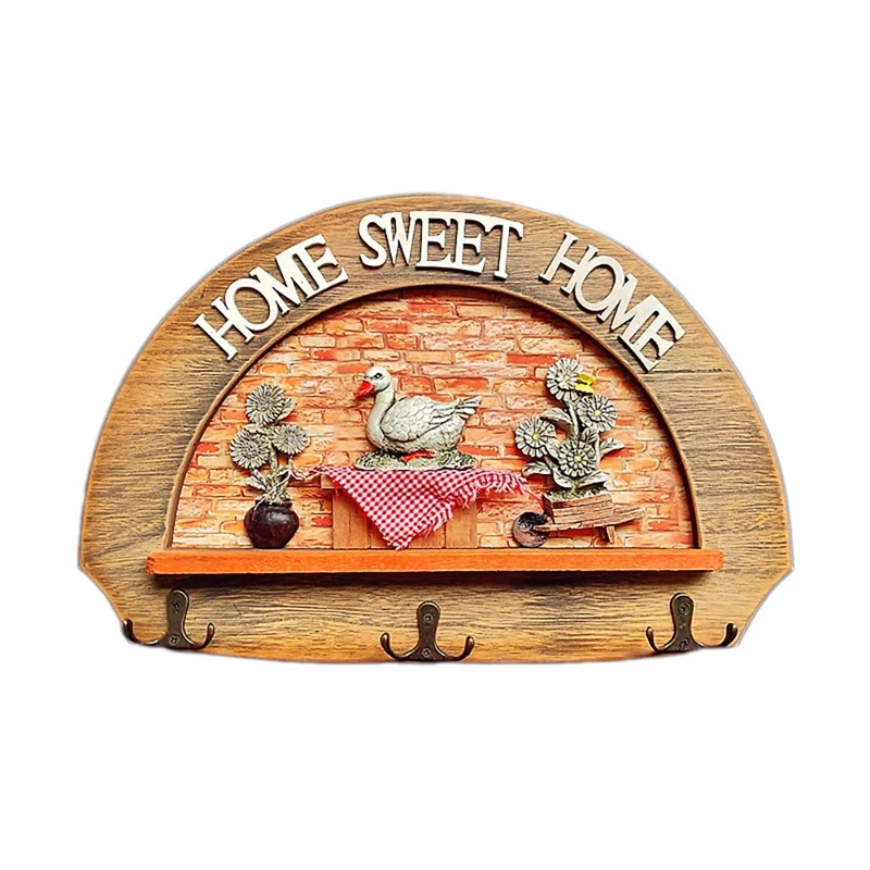 

Old Wooden Wall Organizer Rack Key Holder Coat Rack With 3 Hooks For Wall For Office,Living Room, Bedroom