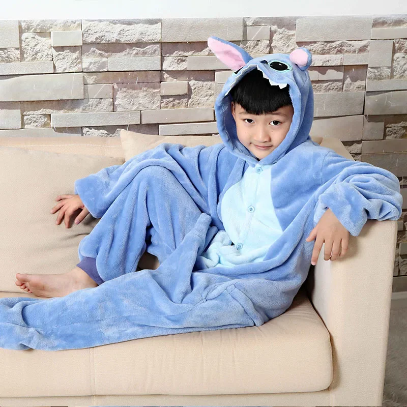 

Disney Stitch Cosplay Costumes Cute Jumpsuit Children's Boys and Girls Winter Hooded Pajamas Halloween Costumes Jumpsuit