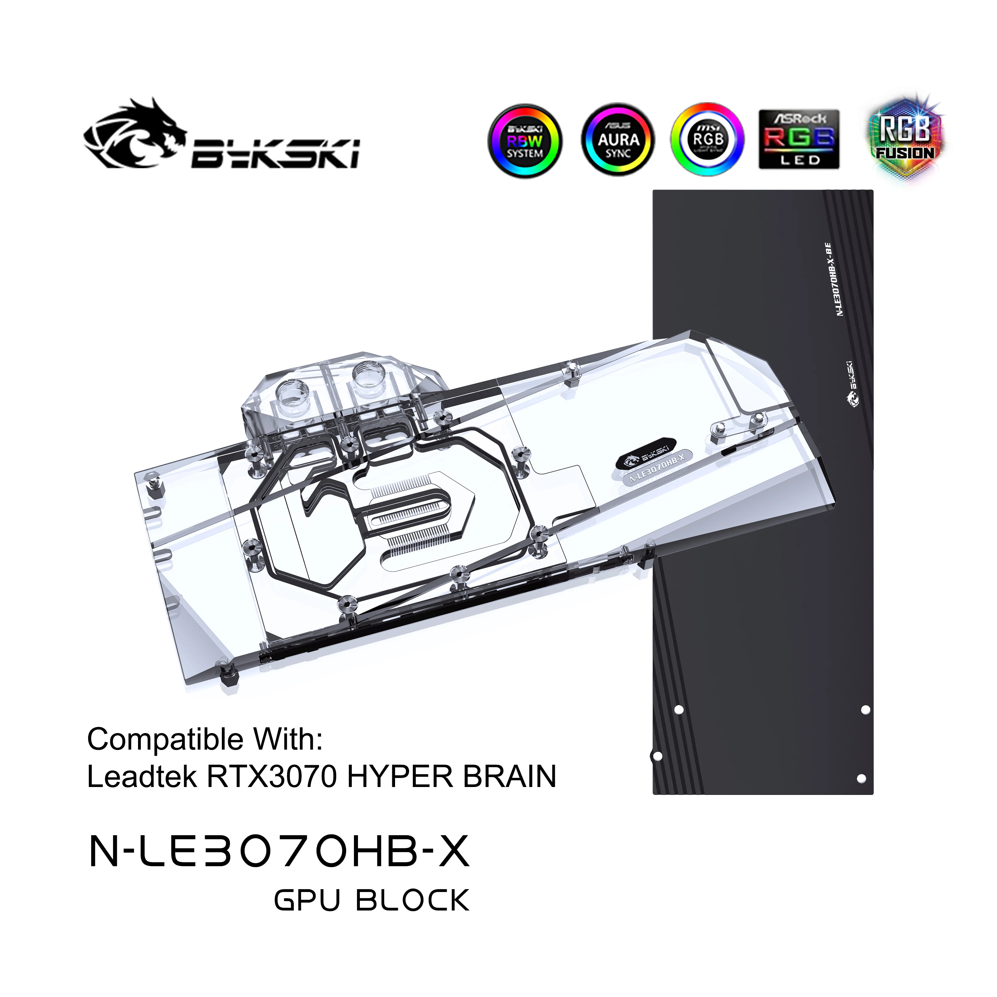 

Bykski Graphics Video Card GPU Water Bock For Leadtek RTX3070 HYPER BRAIN VGA Liquid Water Cooler, 12V/5V RGB SYNC, N-LE3070HB-X
