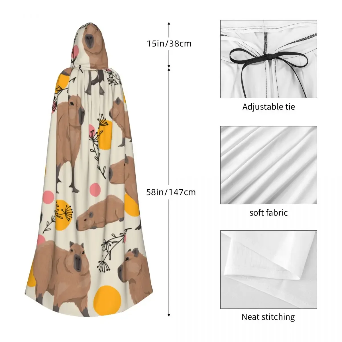 Kapibary dla dorosłych unisex rośliny i koła z kapturem długi kostium czarownicy Cosplay