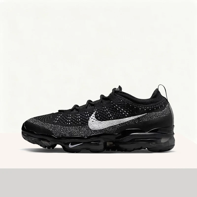 Фото Мужские низкие кроссовки Nike Vapormax Flyknit для повседневного бега - черно-белые, удобные, дышащие, с амортизацией, прочные DV1678-001 №1