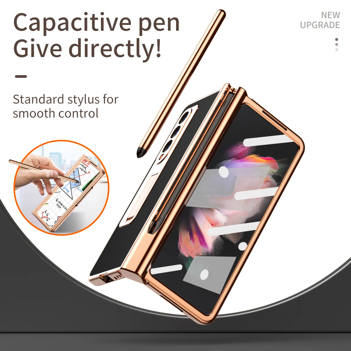 With S Pen Plating Magnetic Leather Case For Samsung Galaxy Z Fold 4 5G 360 Full Screen Protector Kickstand Phone Cover Fold 3 2