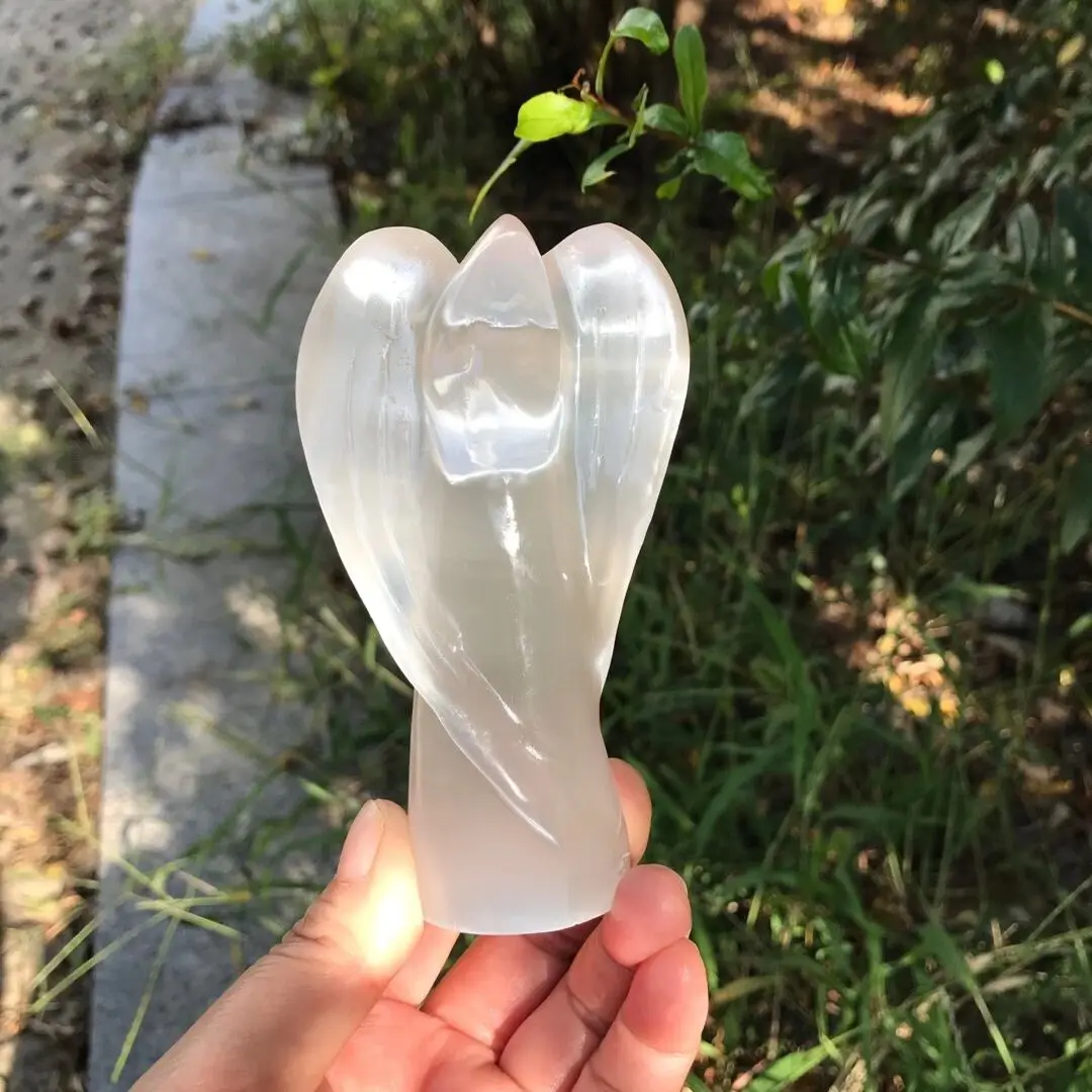 

Guardian Angel Figurine Natural White Selenite Raw Crystals Hand Carved Gypsum Crystal Healing Stone Home Decor DIY Gifts 1PC