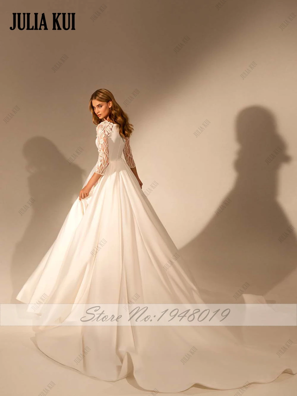 Julia Kui простое атласное свадебное платье трапециевидной формы на заказ