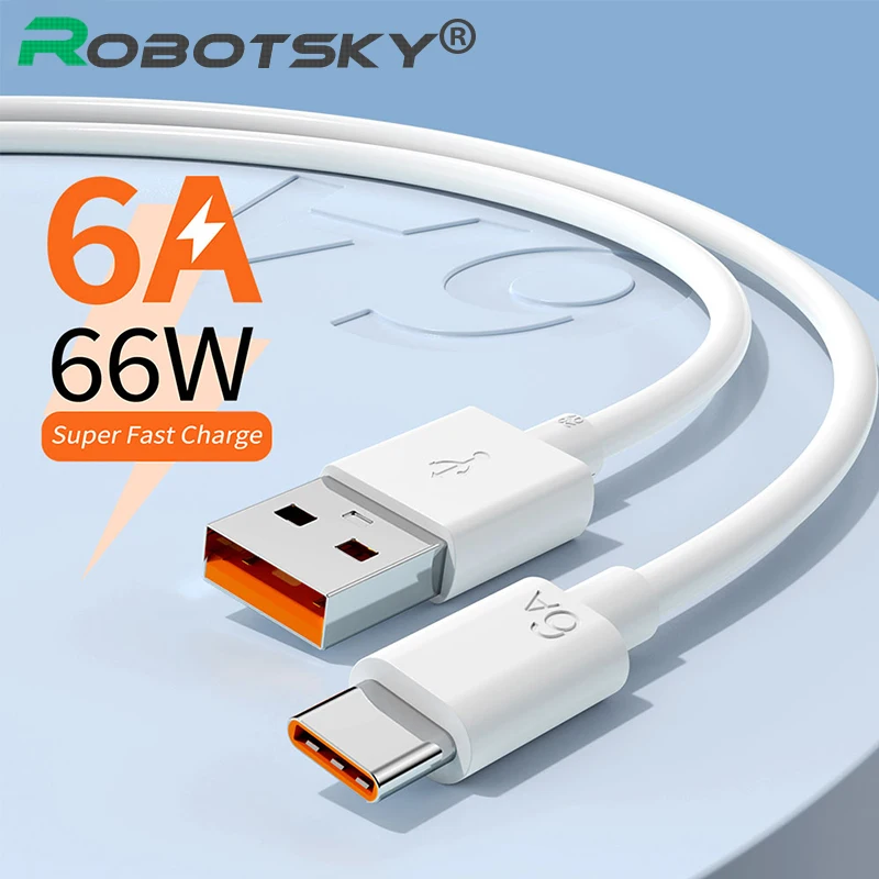 

Супербыстрый зарядный кабель 6A 66 Вт USB Type-C для Huawei Mate 40 50 Xiaomi 11 12 OPPO