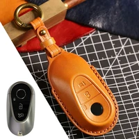leather car key case cover shell fob suit for mercedes benz c class s class 2021 w206 w223 c260 c300 c200 s350 s400 s450 s500