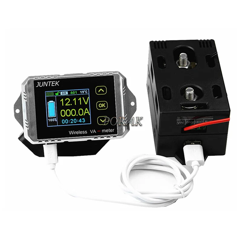 VAT-1030 JUNTEK Беспроводной двухсторонний измеритель напряжения, тока и мощности, вольтметр, емкостной кулонометр, постоянный ток 100В/30А VAT1030
