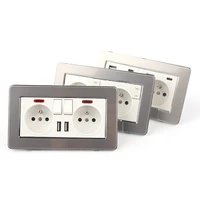fr standard dual frame wall socket 16a 14686mm stainless steel panel outlet with switch indicator usb type c charge port