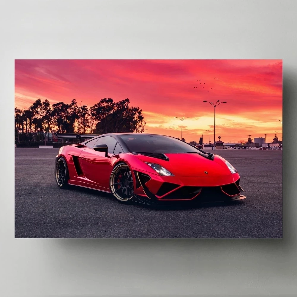 

Canvas Printed Gallardo Red Sunset Racing Modern Poster Home Decorative Painting Wall Art Picture Living Room Modular No Frame