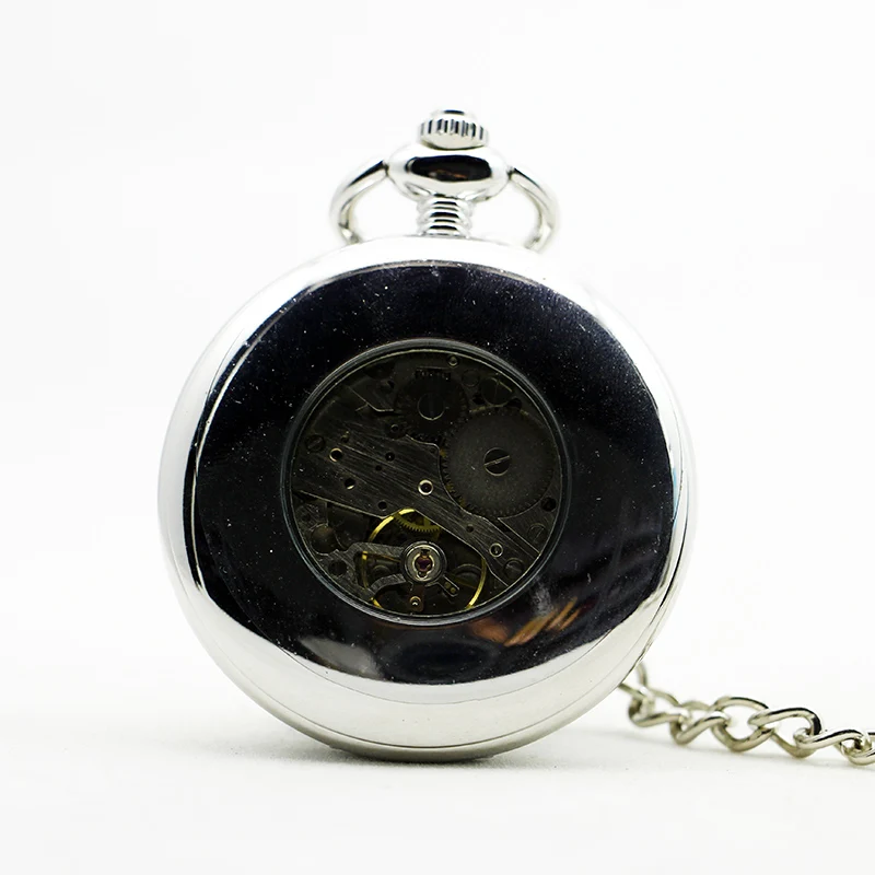 Engraved Mechanical Pocket Watch Roman Numeral Display Vintage Strap Chain Pendant Clock Mens Womens Fashion Gifts