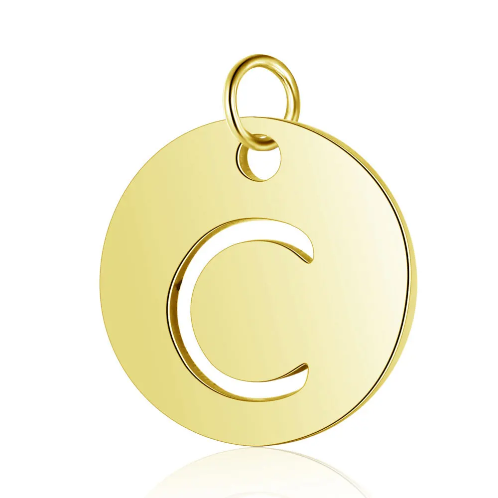 

WT-SSP060 Titanium Steel Gold-plated Letter Pendant Full-polished Laser-cut Stainless Steel Jewelry Letter Pendant