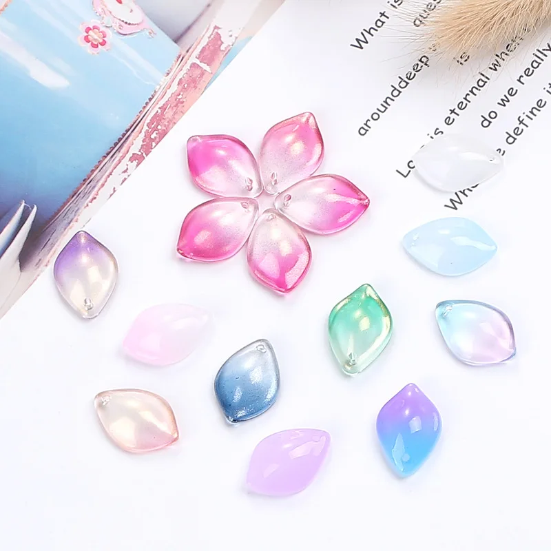 

13 * 19 Czech Glass Epiphyllum gradual change glass petal antique DIY glass material accessories wholesale