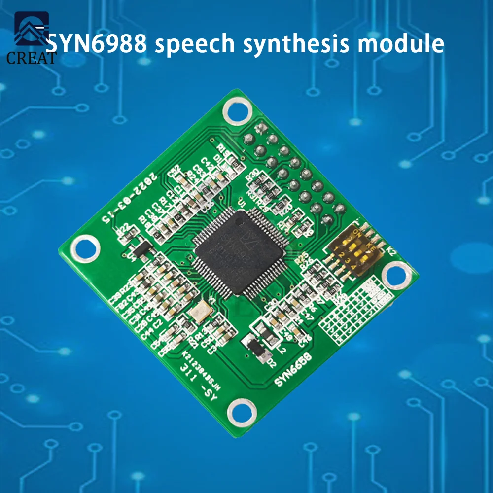 

SYN6988 китайский английский модуль синтеза речи UART SPI интерфейс связи низкое энергопотребление плата аудио декодера