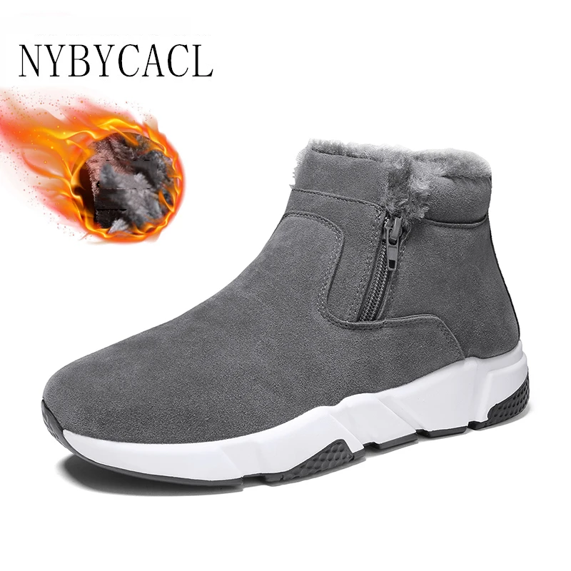 

Popular Winter 2022 Men High Top Snow Boots Zipper Martin Boots Male Suede Warm Loafers Outdoor Casual Flat Cotton Shoes sneaker