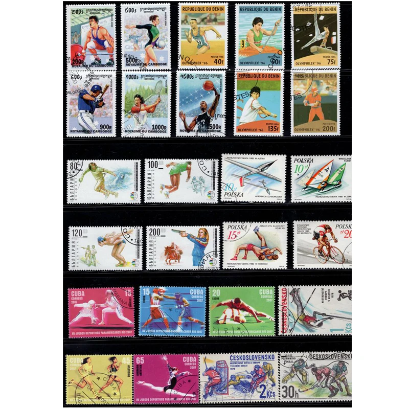 

Topic Sports 50 PCS Different No Repeat Unused Postage Stamps With Post Mark For Collection