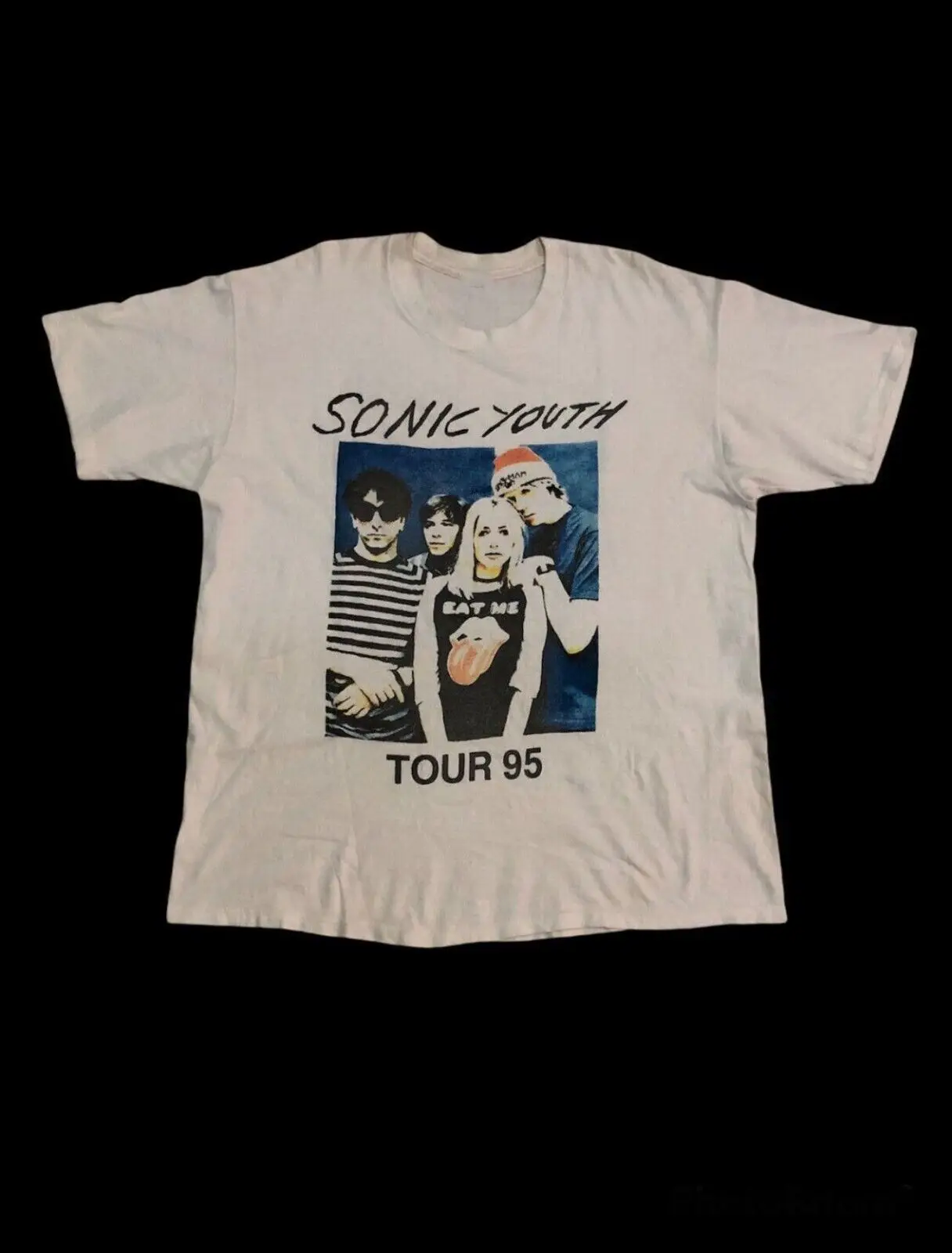 Редкий! Винтажная белая футболка унисекс в стиле 90-х Sonic Youth Band Tour 1995