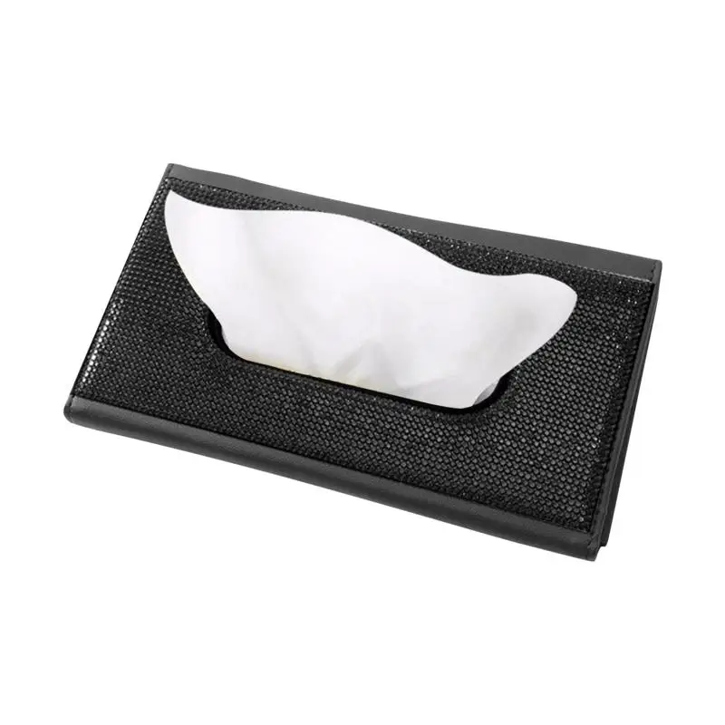 

Car Visor Tissue Box Sparkling Bling Car Visor Tissue Holder PU Leather Crystals Paper Towel Cover Case Hanging Napkin Holder