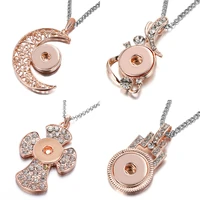 new rose golden color moon cross elegant beauty snap pendant necklace 60cm fit 18mm snap buttons snap jewelry