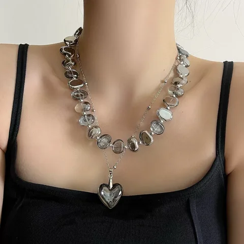 Серебряное ожерелье-цепочка с искусственным жемчугом