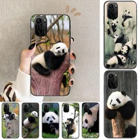 cute chinese panda animal phone case for xiaomi redmi poco f1 f2 f3 x3 pro m3 9c 10t lite nfc black cover silicone back prett mi