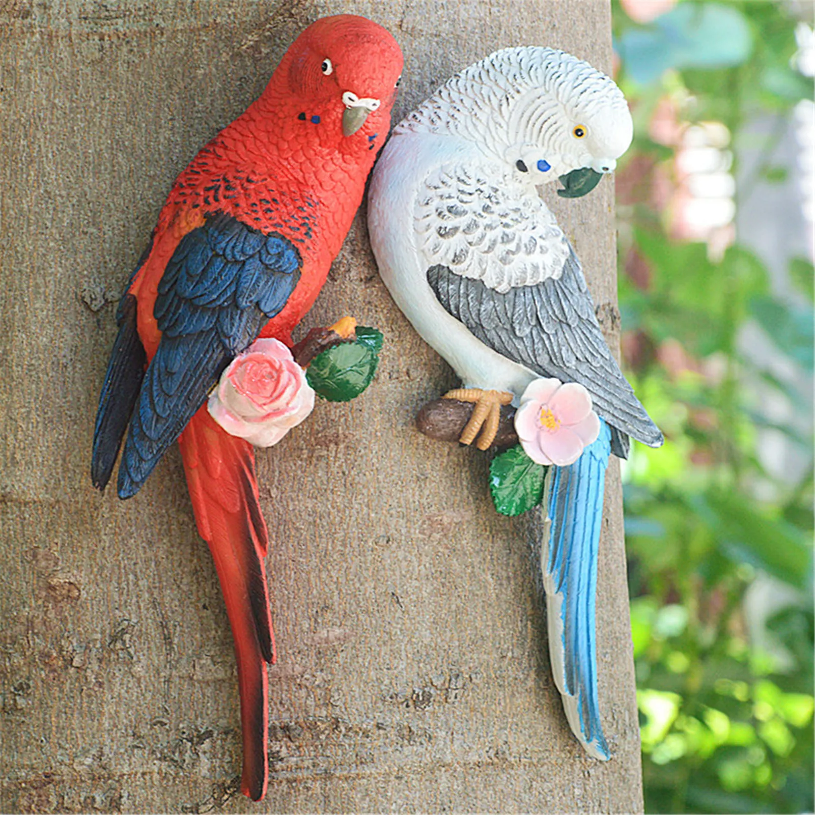 

Simulation Animal Sculpture Resin Parrot Statue Tree Decor Bird Model Figurine Birds Parrot Home Outdoor Garden Decoration