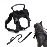 adjustable tactical cat harness vest nylon military training k9 service cat puppy harness leash set small dog walking lead leash