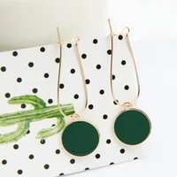 sweet green circle earrings for women girls trend jewelry accessories gifts