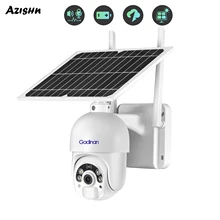 AZISHN 4MP Security Protection Camera Surveillance Outside With Solar Powered WiFi 4G PTZ IP Camera Alarm Long Standby Battery