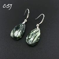 csj big natural seraphinite earrings 925 sterling silver water drop 1525mm jewelry for women party birthday gift angel wings