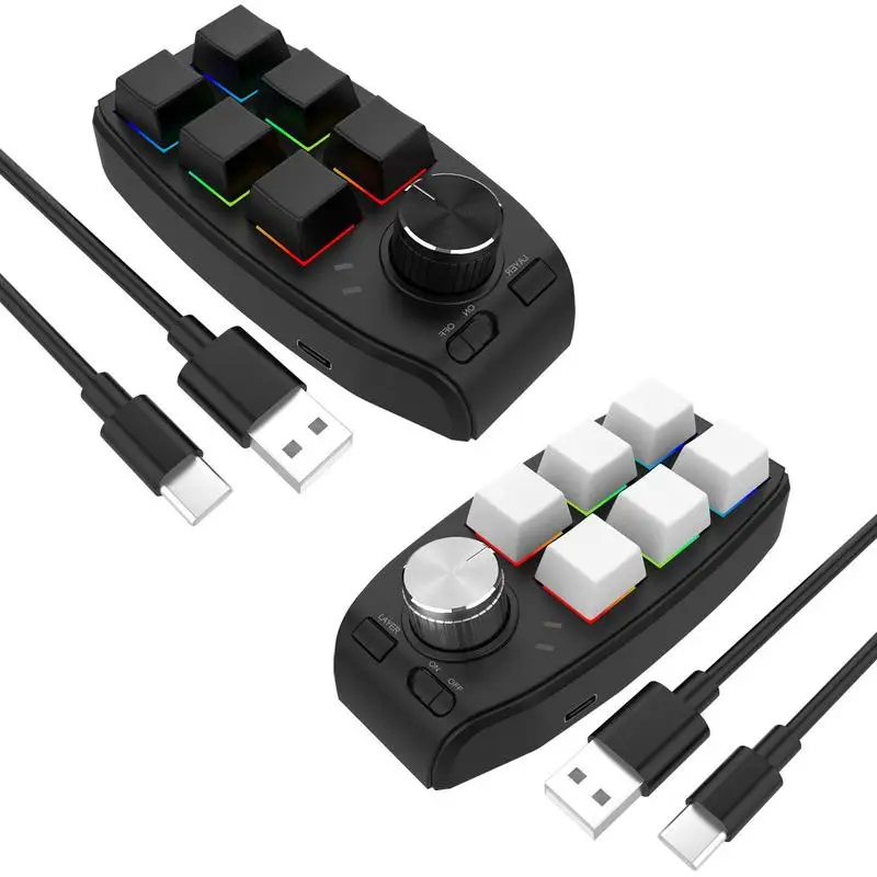 

Portable Mini Keyboard Custom Keyboard 6 Keys Programmable Diy Mechanical Keyboard Macro Keypad With Knob