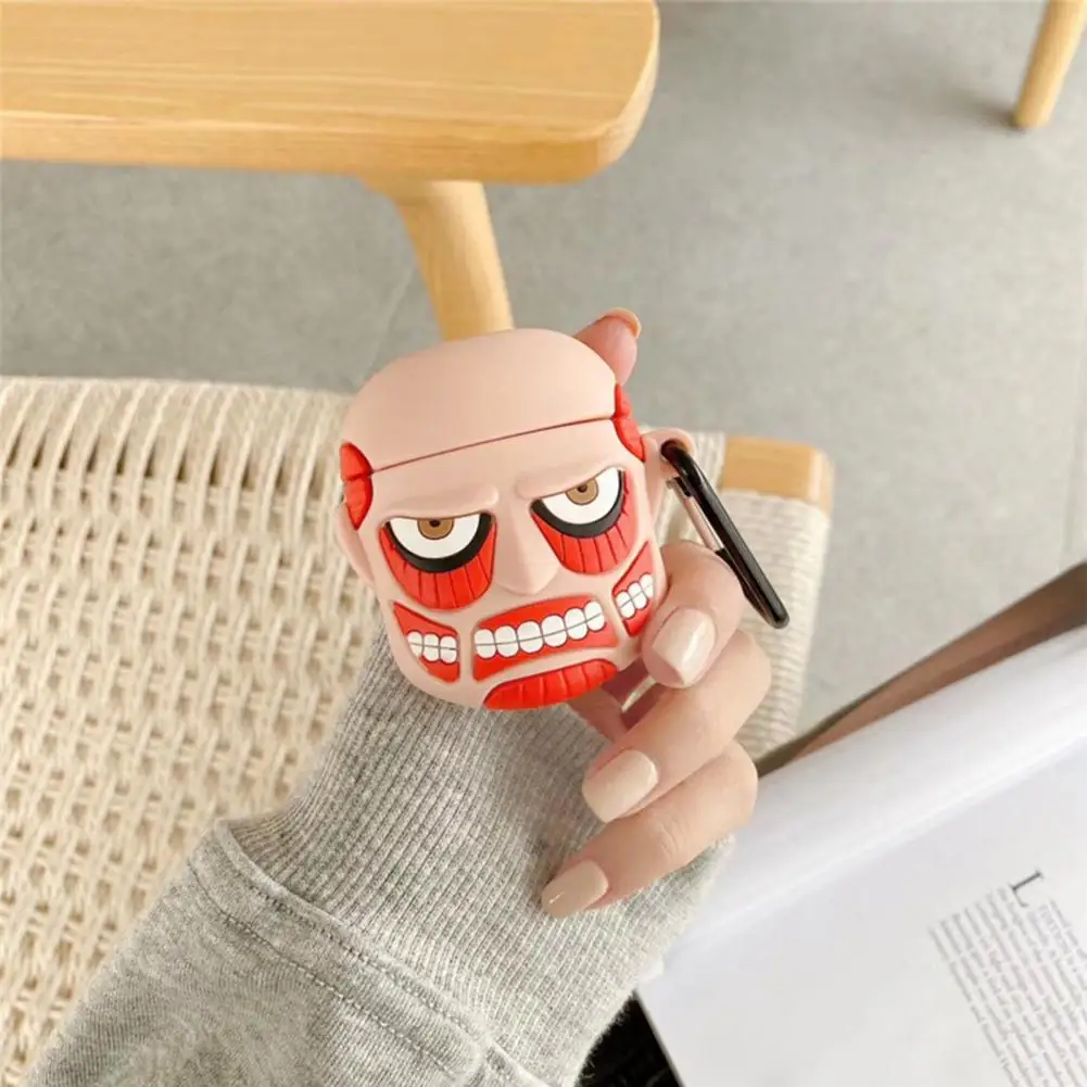 

Портативный мультяшный 3D атака на Титанов стиль Bluetooth-совместимые наушники защитный чехол для AirPods 1/2/3/Pro